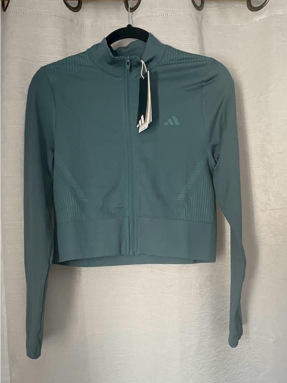 adidas Teal Green Cropped Zip Jacket